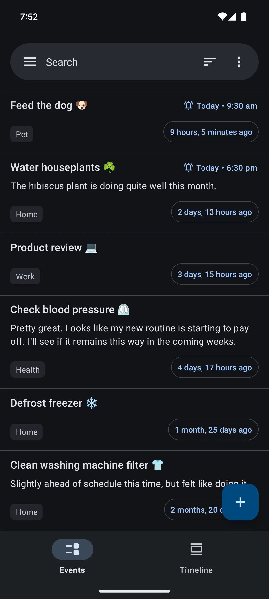 TimeJot - Event timeline log screenshot