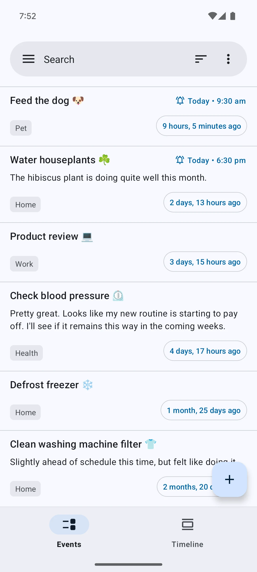 TimeJot - Event timeline log screenshot